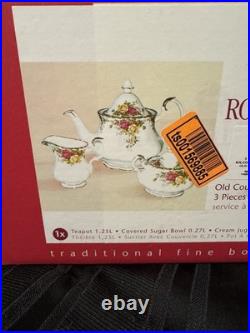Royal Albert Old Country Roses 3-Piece Tea Set Teapot, Sugar Bowl, Creamer New Royal Albert Old Country Roses 3-Piece Tea Set Teapot, Sugar Bowl, Creamer New