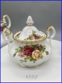 Royal Albert Old Country Roses 3-Piece Tea Set Teapot, Sugar Bowl, Creamer New