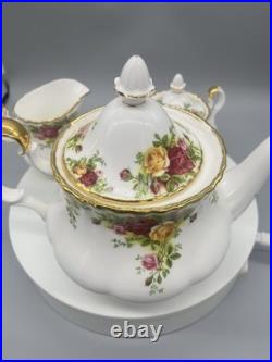 Royal Albert Old Country Roses 3-Piece Tea Set Teapot, Sugar Bowl, Creamer New