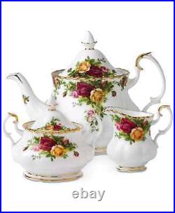 Royal Albert Old Country Roses 3-Piece Tea Set Teapot, Sugar Bowl and Creamer