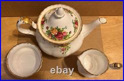 Royal Albert Old Country Roses 3-Piece Tea Set Teapot, Sugar Bowl and Creamer