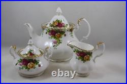 Royal Albert Old Country Roses 3 Piece Teapot, Creamer and Sugar Bowl Set