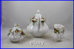 Royal Albert Old Country Roses 3 Piece Teapot, Creamer and Sugar Bowl Set