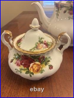 Royal Albert Old Country Roses 3 Piece Teapot, Creamer and Sugar Bowl Set