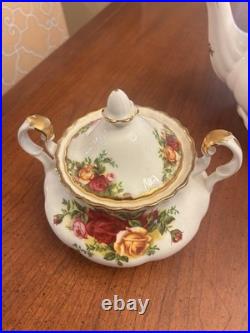 Royal Albert Old Country Roses 3 Piece Teapot, Creamer and Sugar Bowl Set