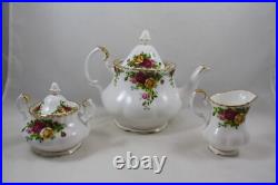 Royal Albert Old Country Roses 3 Piece Teapot, Creamer and Sugar Bowl Set