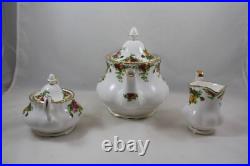 Royal Albert Old Country Roses 3 Piece Teapot, Creamer and Sugar Bowl Set