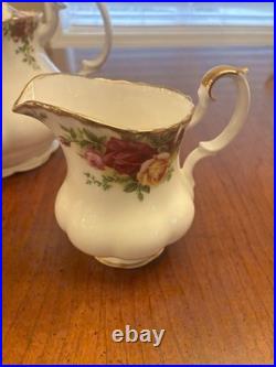 Royal Albert Old Country Roses 3 Piece Teapot, Creamer and Sugar Bowl Set
