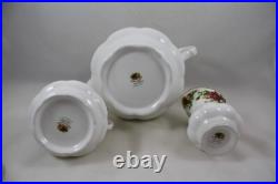 Royal Albert Old Country Roses 3 Piece Teapot, Creamer and Sugar Bowl Set