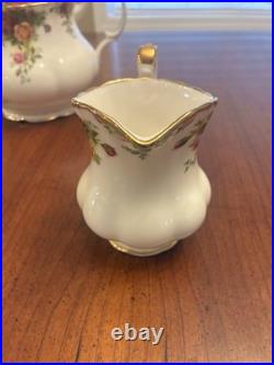 Royal Albert Old Country Roses 3 Piece Teapot, Creamer and Sugar Bowl Set