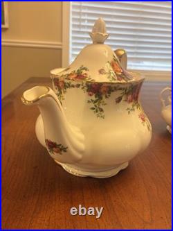 Royal Albert Old Country Roses 3 Piece Teapot, Creamer and Sugar Bowl Set