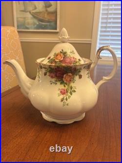 Royal Albert Old Country Roses 3 Piece Teapot, Creamer and Sugar Bowl Set