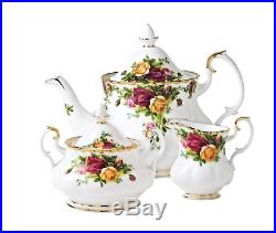 Royal Albert Old Country Roses 3-Piece Teapot Cup Creamer Tea Set England NEW