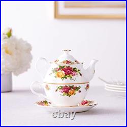 Royal Albert Old Country Roses 3 in 1 Teapot, 16.5 oz, Mostly White