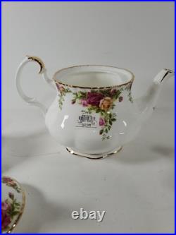 Royal Albert Old Country Roses 3pc Tea Set 2003 NEW OLD Teapot, Sugar, Creamer