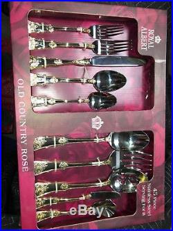 Royal Albert Old Country Roses 45 Pc Flatware Service for 8 and Serving Pieces