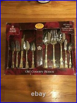 Royal Albert Old Country Roses 45 Piece Flatware Chest Set For 8