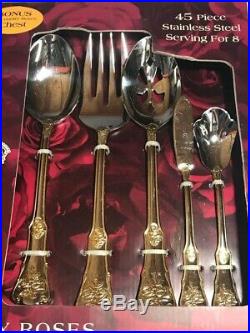 Royal Albert Old Country Roses 45-Piece Flatware Set Service for 8 Storage Chest