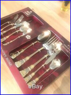 Royal Albert Old Country Roses 45 Piece Stainless Flatware in Chest NEW IN BOX