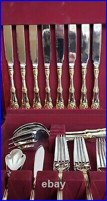 Royal Albert Old Country Roses 45 Piece Stainless svc for 8 Flatware in Chest