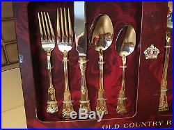 Royal Albert Old Country Roses 45 pc. Stainless/Gold Flatware (8 settings)MIB