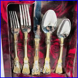Royal Albert Old Country Roses 45pc 8 Serving Flatware Chest Stainless Steel NEW