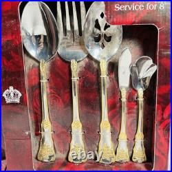 Royal Albert Old Country Roses 45pc 8 Serving Flatware Chest Stainless Steel NEW