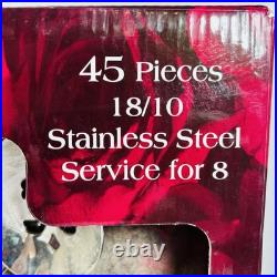 Royal Albert Old Country Roses 45pc 8 Serving Flatware Chest Stainless Steel NEW