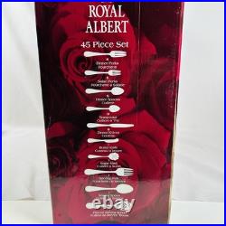 Royal Albert Old Country Roses 45pc 8 Serving Flatware Chest Stainless Steel NEW