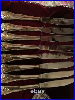 Royal Albert Old Country Roses 45pc Flatware Set (Service for Eight) WithGold Trim