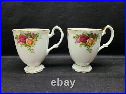 Royal Albert Old Country Roses 4 1/2 Mug Pair with 6 Handled Candy Dish