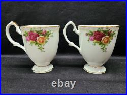 Royal Albert Old Country Roses 4 1/2 Mug Pair with 6 Handled Candy Dish