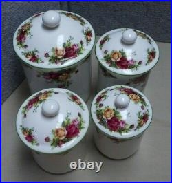 Royal Albert Old Country Roses 4 PC Canister Set Green Edge