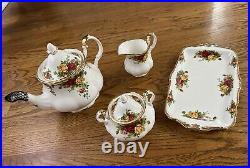 Royal Albert Old Country Roses 4pc Fine Bone China Set with 22k Gold Accents