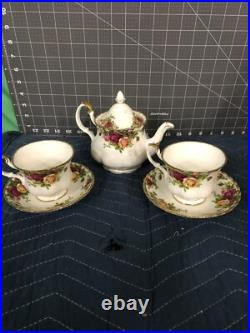 Royal Albert Old Country Roses 5 Piece Tea Set Teapot, Sugar Bowl and Creamer