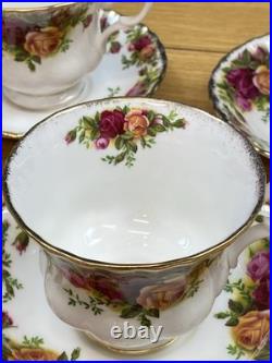 Royal Albert Old Country Roses (5 Sets) Footed Cups & Saucers with3 Extra Saucers
