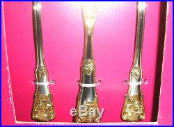 Royal Albert Old Country Roses 65 PC Stainless Flatware Service For 12 Gold Trim