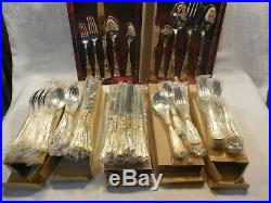 Royal Albert Old Country Roses 65 Pc Stainless Steel Flatware Service 12 Unused