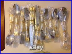 Royal Albert Old Country Roses 65 Piece Gold Plated Complete Cutlery Set Rare