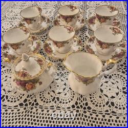 Royal Albert Old Country Roses 6 Cups with Saucers, Sugar Bowl & Dairy Bowl