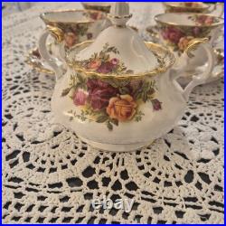 Royal Albert Old Country Roses 6 Cups with Saucers, Sugar Bowl & Dairy Bowl
