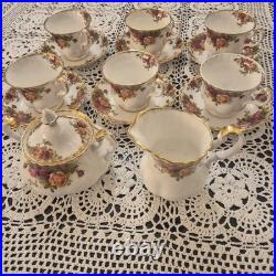 Royal Albert Old Country Roses 6 Cups with Saucers, Sugar Bowl & Dairy Bowl