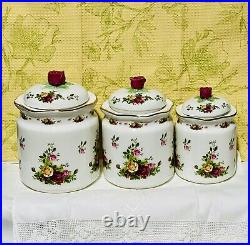 Royal Albert Old Country Roses 6-Piece Canister Set Exc. Cond. Cottagecore VTG