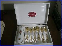Royal Albert Old Country Roses 6 Teaspoons Porcelain Inserts and Spoon Caddy