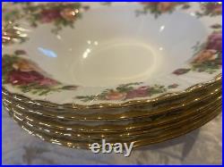 Royal Albert Old Country Roses 6 X RIMMED SOUP / PASTA BOWLS. Best Quality 20cm
