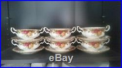 Royal Albert Old Country Roses 6 soup coupes saucers shipping to U. S. A. Daily