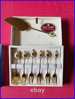 Royal Albert Old Country Roses 6 x Dessert/Cake Forks & Cake Cutter
