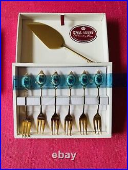 Royal Albert Old Country Roses 6 x Dessert/Cake Forks & Cake Cutter