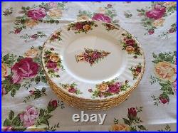 Royal Albert Old Country Roses 8 Holiday Accent Salad Plates Nwt