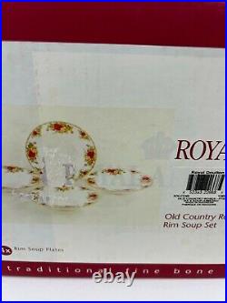 Royal Albert Old Country Roses 8 Rim Soup Bowl Set Of 4 NEW